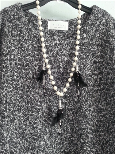 (2nd Reorder) Pearl Cubic Feather Necklace (ì´ì‚¬ë²¨ë§ˆëž‘ ìŠ¤íƒ€ì¼)