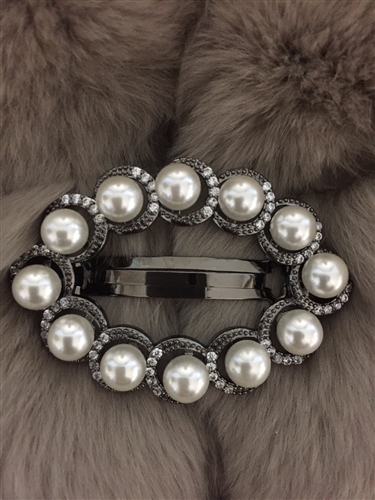 (Pre-Order) Oval Big Pearl and Cubic Hair Pin (will ship within 1~2 weeks)