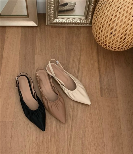 Bo Slingback Flats (Beige/Black/Ivory) (230~250) (will ship within 1~2 weeks)