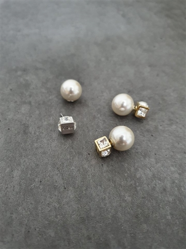 Pearl Cubic Earrings (Gold/Silver) (will ship within 1~2 weeks)