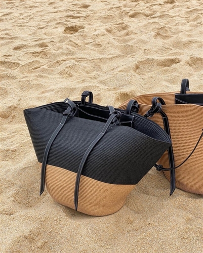 Summer Beach Bag (Beige/Black) (will ship within 1~2 weeks)