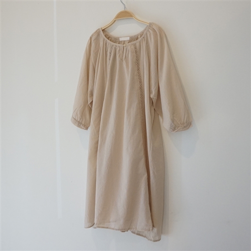 (Best; 3rd Reorder) Beige Lace Shirring Dress