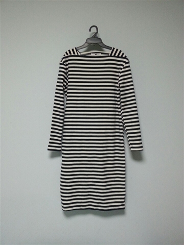 (Best; 3rd Reorder) Navy Stripe Square Neck Dress