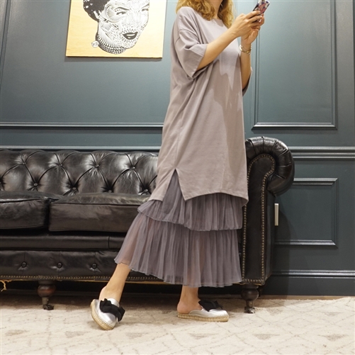 (Best; 3rd Reorder) Gray Clean Round Cotton Dress