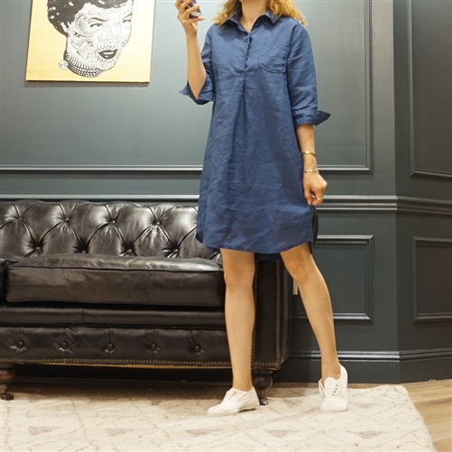 (Best; 2nd Reorder) Blue Linen Dress