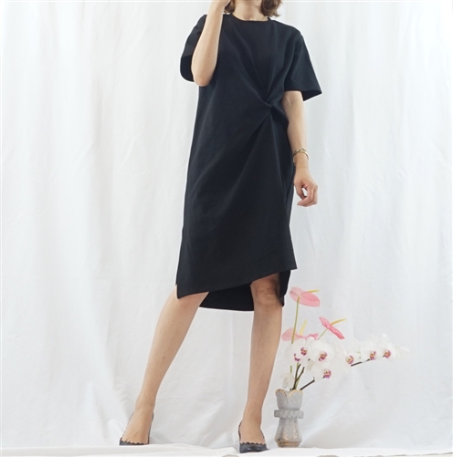 (Best; 2nd Reorder) Black Twisted Detail Dress