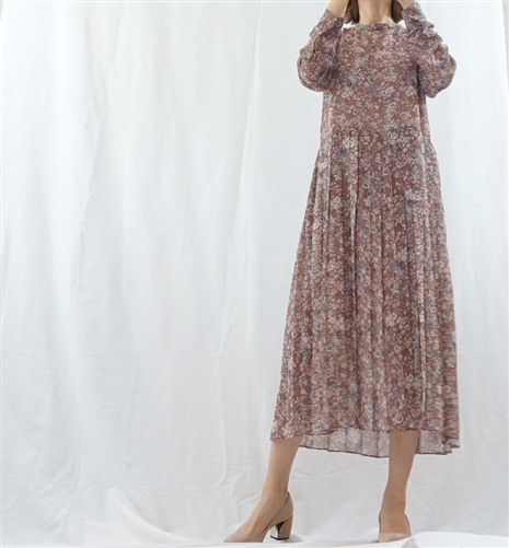 (Best; 3rd Reorder) Brown Luxury Flower Dress