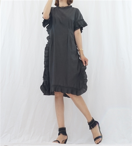 (Best; 3rd Reorder) Charcoal Ruffle Dress
