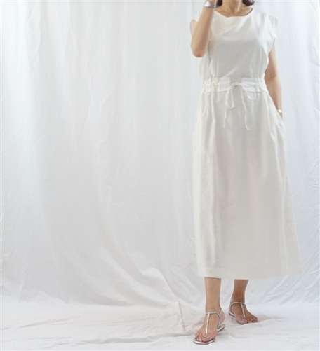 (Best; 2nd Reorder) Ivory Shirring Linen Dress