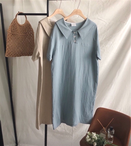 (Pre-Order) SkyBlue Collar Dress (will ship within 1~2 weeks)