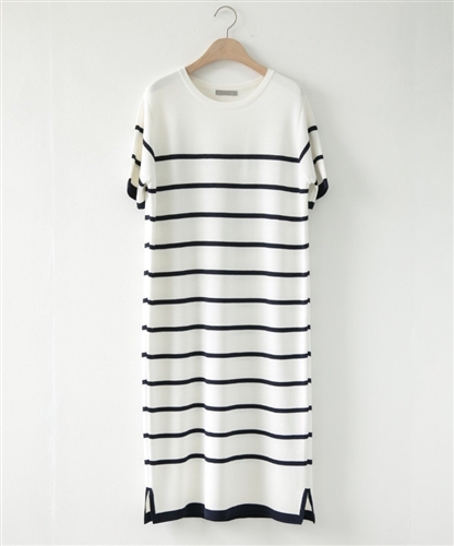 (Pre-Order) White Stripe Knit Dress (will ship within 1~2 weeks)