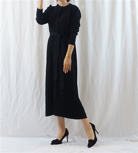 (Best; 2nd Reorder) Black Button Knit Dress