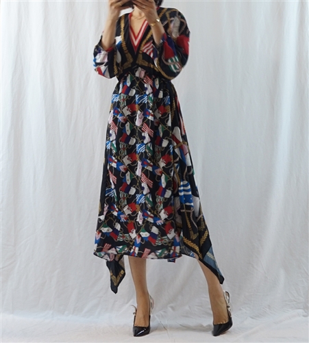 (Best; Back-Order) Print Unbalanced Dress (M/L) (will ship within 1~2 weeks)