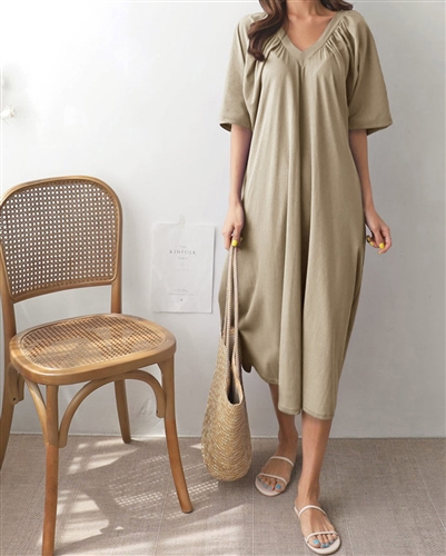 (Back-Order) Beige Mer Dress