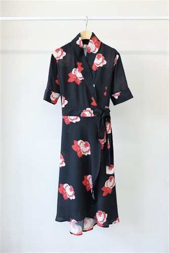 Black Red Rose Robe Dress (S/M) (will ship within 1~2 weeks)