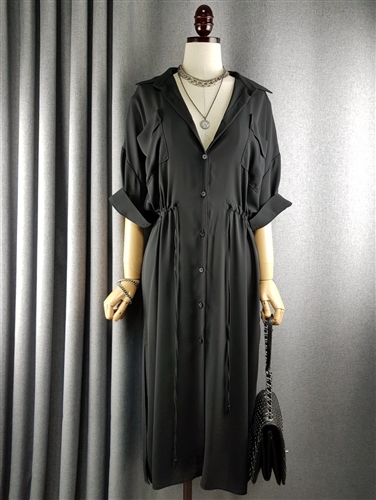 Robe Jacket Shirt Dress (Black/Ivory/Camel) (will ship within 1~2 weeks)