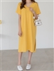 Cotton 100 V Neck Dress (Black/Ivory/Beige/Yellow/) (will ship within 1~2 weeks)