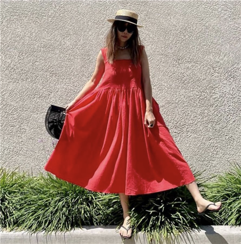 Red Summer Soft Dress (will ship within 1~2 weeks)