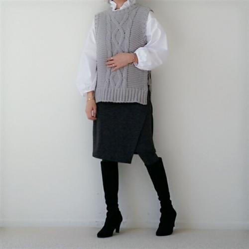 (4th Reorder) Gray Side Ribbon Knit vest