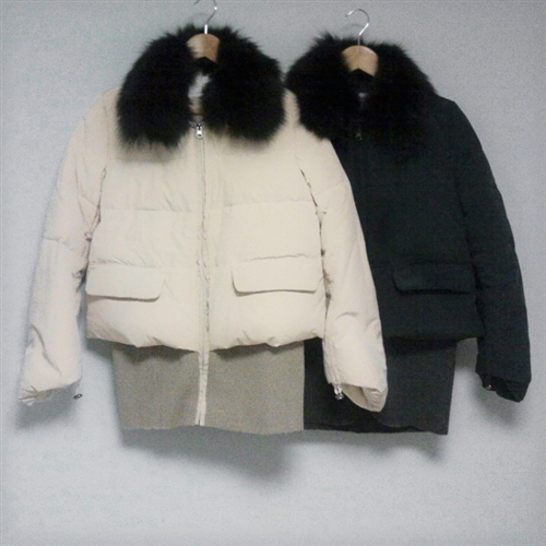 Navy Real Fox Fur & Knit 100% Down Padding