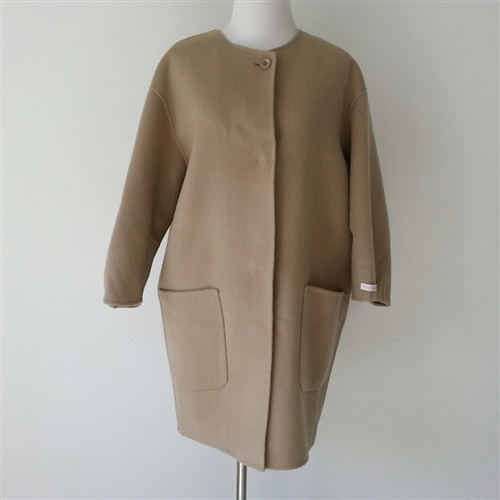 (2nd Reorder) Beige Cute Sleeve Wool 100 Handmade Coat