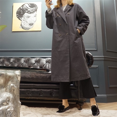 (Best; 2nd Reorder) Charcoal Coating Cotton Trench Jacket