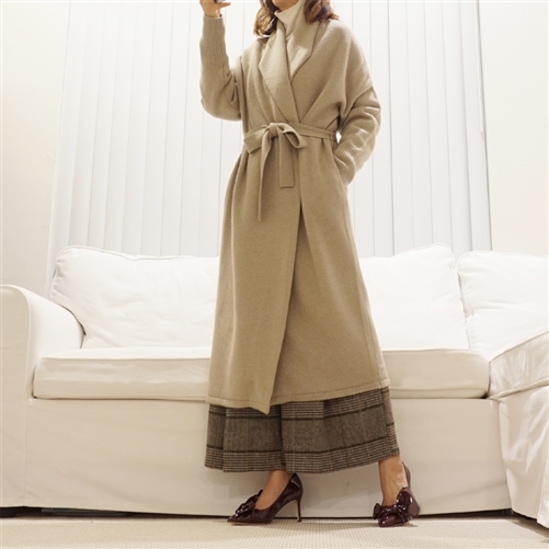 (Best; 2nd Reorder) Beige Cashmere + Merino Wool Knit Coat