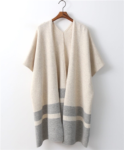 (Pre-Order) Ivory Two Color Shawl Cardigan (will ship within 1~2 weeks)