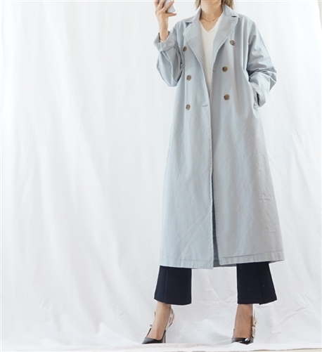 (Best; Back-Order; 3rd Reorder) SkyBlue Clean Cotton Trench Jacket (will ship within 1~2 weeks)