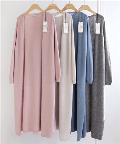 (Pre-Order) Cashmere WholeGarment Long Cardigan (Pink/Beige/Blue/Gray) (will ship within 1~2 weeks)