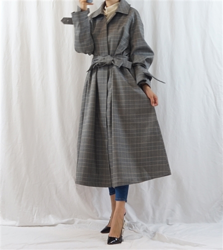 (Best; Back-Order; 2nd Reorder) Check Luxury Trench Coat (will ship within 1~2 weeks)