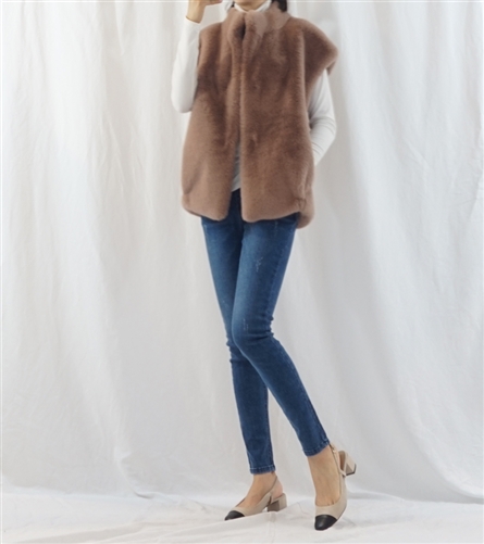 (Best; Back-Order; 3rd Reorder) Luxury Label Eco Fur Vest (LightGray/Mocha/Black/Ivory/Brown) (will ship within 1~2 weeks)