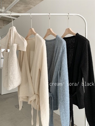 Soft Alpaca Wool Wrap Cardigan (Cream/SkyBlue/Black) (will ship within 1~2 weeks)