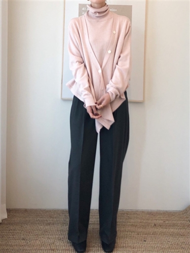 Cashmere Turtleneck Cardigan (Oatmeal/Pink/Gray/Ivory/Brown) (will ship within 1~2 weeks)