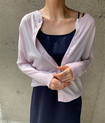 Silk wool O-neck button cardigan (Ivory/LavenderPink/Gray/Black) (will ship within 1~2 weeks)