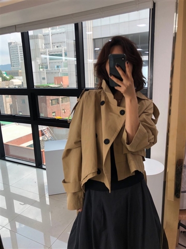 Mini Trench Jacket (Beige/Navy) (will ship within 1~2 weeks)