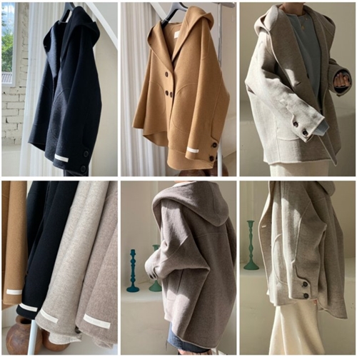 Handmade Hoodie Jacket (CheckBeige/Mocha/Camel/Black) (will ship within 1~2 weeks)