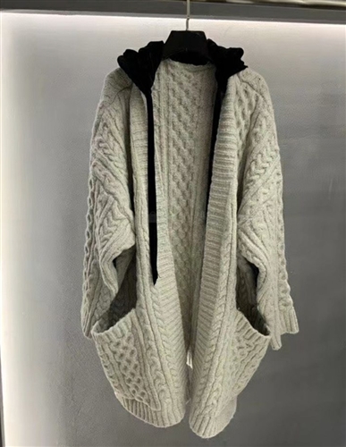 Hoodie Cardigan Coat (Ivory/Brown/Gray) (S/M/L) (will ship within 1~2 weeks)