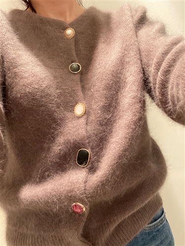Jewel Cardigan (Ivory/Cocoa/Yellow/Pink/Burgundy) (will ship within 1~2 weeks)