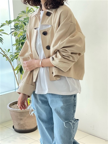 Bottega Jacket (Beige/Black) (will ship within 1~2 weeks)