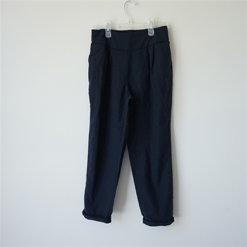 Navy Linen Baggy Pants