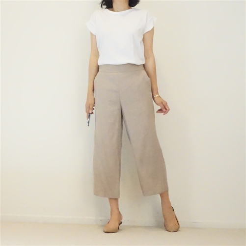 Beige Formal Wide Pants