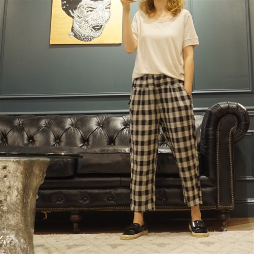 (Best; 2nd Reorder) Linen Big Check Pants