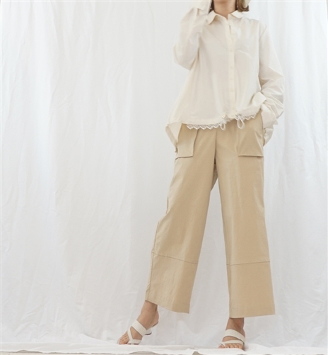 (Best; 2nd Reorder) Beige Big Pocket Pants