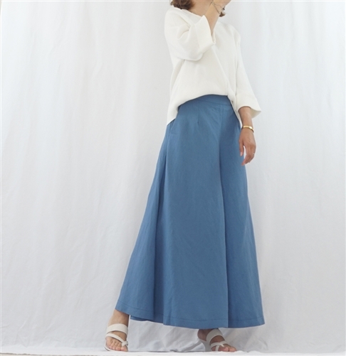 (Best; 2nd Reorder) Blue Linen Skirt Pants