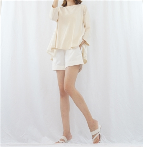 (BeachDaySpecial; Best; 2nd Reorder) Ivory Washing Cotton Short Pants