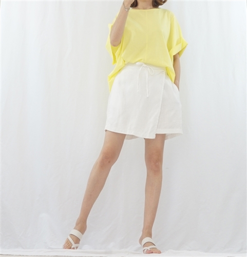 (Summer Special; Best; 4th Reorder) White Wrap Skirt Pants (F)
