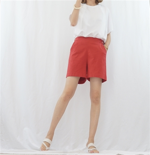 (Summer Special; Best; 4th Reorder) Red Side Button Short Pant (F)