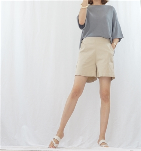 (Summer Special; Best; 4th Reorder) Beige Side Button Short Pant (F)
