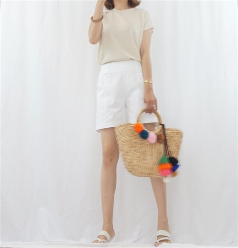 (Summer Special; Best; 4th Reorder) White Button Short Pant (F)